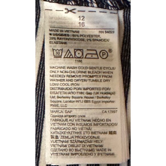 Women's GAP Brand Fit & Flare Dress Knee Length Black White Striped Size 12 - Picture 11 of 16